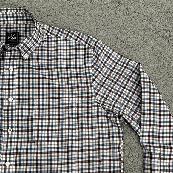 Joseph A Bank Traveler Dress Shirt Mens Large Plaid Button-Down Long Sleeve - Picture 5 of 14
